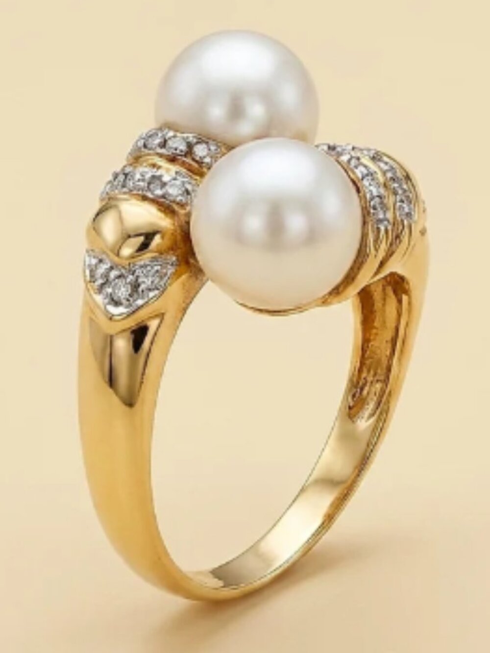 14K Pearl & Diamond Bridal Registry Wedding Engagement Ring